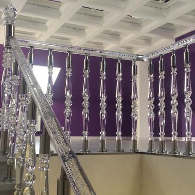 China Modern Crystal Round Indoor Factory Low Price Post Stair Acrylic PMMA Handrail for sale