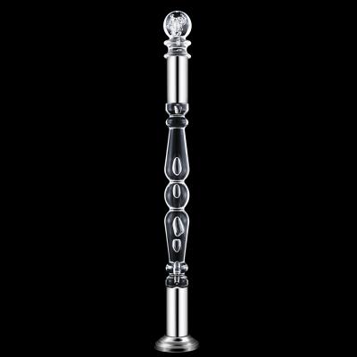 China Modern silver stainlee newel post steel metal base clear acrylic balustrade modern for stair railing for sale