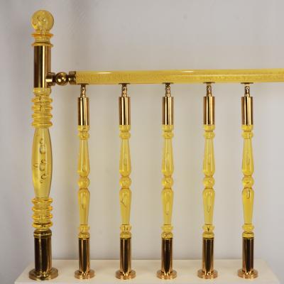 China Modern Decorative Indoor Golden Colored Acrylic PMMA Baluster With Steel Accessory for sale