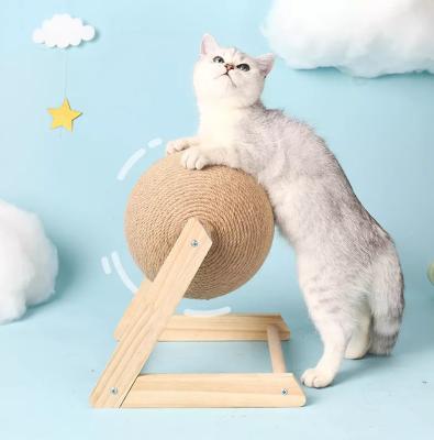 China Sisal Natural Fur Pole Viable Natural Fur Scratch Claw Riddle Pet Kitten Cat Toy Cat Scratch Ball Low for sale