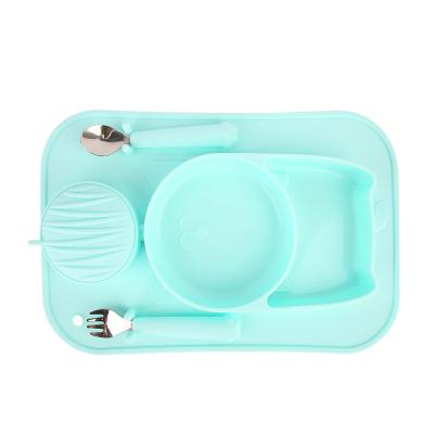 China Bestselling Amazon Travel Square Divided Baby Feeding Dish BPA Free With Spoon Fork Set for sale