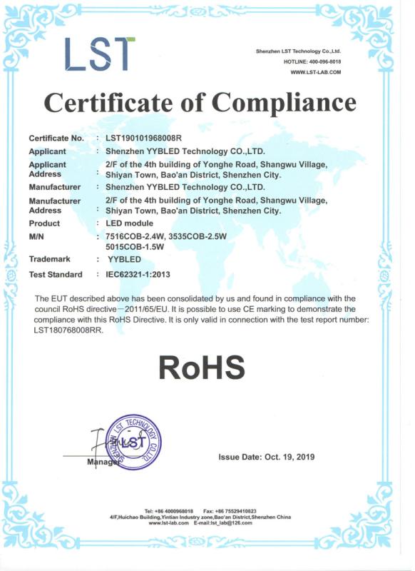 RoHS - Shenzhen Yybled Technology Co., Ltd.