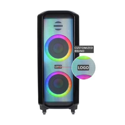 China 10 Inch BT Party Party Function Dual Phone Wooden Wireless Outdoor Large Bass Speakers Rechargeable Speaker for sale