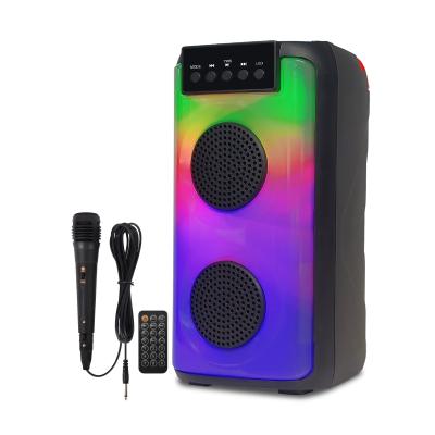 China LED Flashing Light Flame Lights Dual 3 Inch Portable Wireless BT Active Outdoor Speaker for sale