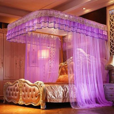 China Insecticide Treated Normal And Luxury Type 100% Cotton Material U Palace Style Guide Rail Mosquito Net for sale