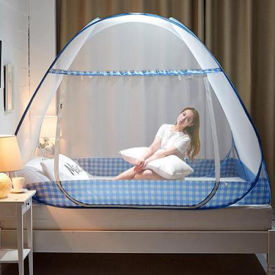 China Bottom Foldable Portable Insecticide Treated Double Zipper Up Bed Mosquito Net Mongolia Mosquito Net Encrypted For 2 Doors for sale