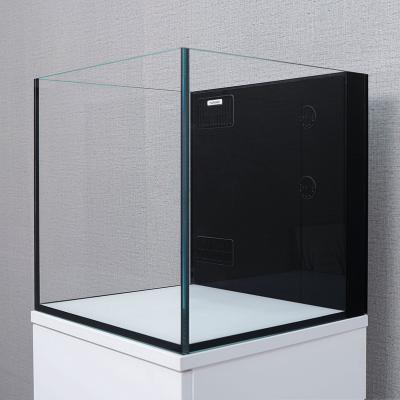 China Small 20 Gallon 45cm Sustainable Indoor Square Rimless Fish Display Tanks With White Stand for sale