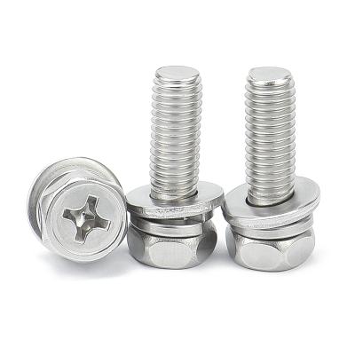 China HEX 304 Stainless Steel Cross Socket External Hex Combination Screw Three Combination Bolt for sale