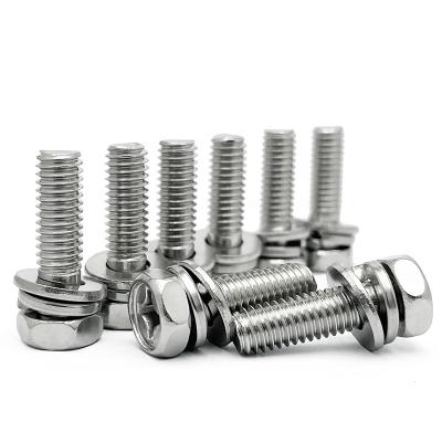 China Factory Price 304 Stainless Steel Head Cross Socket External HEX Quality Hexagon Combination Screw Three Combination Bolt for sale