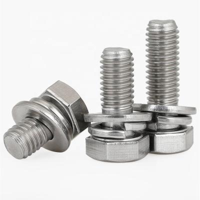 China Wholesale High Quality Factory Price HEX Full Thread Stainless Steel Hex Bolt With Hex Nut And Flat Gasket for sale