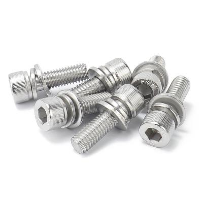 China HEX Stainless Steel 304 316 M3 M4 M5 M6 Hexagon Hex Socket Three Combination Machine Screws for sale