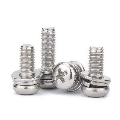 China Best Price Top Quality Round Cross Pan Head Three Combination Machine Screw With Washer for sale