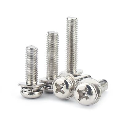 China Hot Sale Top Quality Round Stainless Steel Cross Recessed Pan Head Machine Screw Kit Three Combination Screw With Gasket for sale