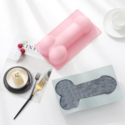 China Viable Hot Selling Amazon Silicone Dog Bone Shape Cake Pan Baking Mold For Puppy Birthday Cake Mix Novelty for sale