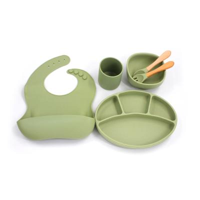 China Children's Suction Dish Bowl Spoon Fork MUG Bib Silicone Eco-Friendly Non-Toxic Tableware Children for sale