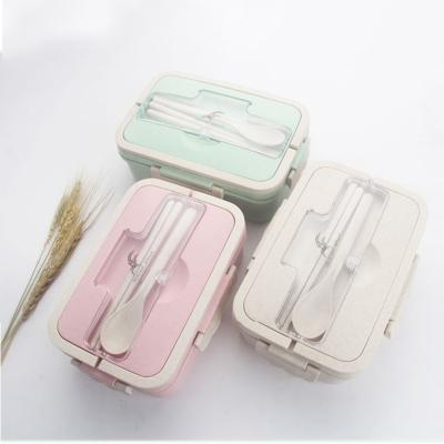 China Custom Biodegradable Wheat Viable Straw Bento Box Leakproof Bento Lunchbox For Kids for sale