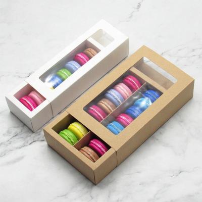 China Disposable PVC Windows Kraft Paper Macron Box Macaron Boxes Packaging for sale