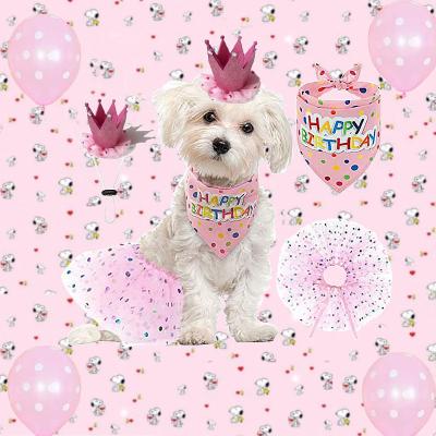 China Party Props Dog Birthday Bandana Dog Birthday Party Hat Girl Scarf Bibs For Pet Birthday Outfit Party for sale