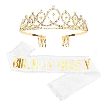 China Beautiful Colorful Birthday Party Decoration Shoulder Crown Head Dress Set Birthday Queen Party Supplies for sale