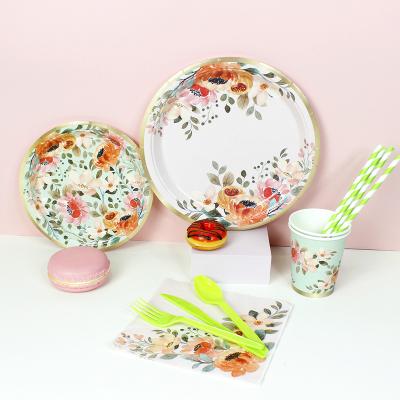 China DAMAI New Design Beautiful Flower Colorful Flower Birthday Party Tea Party Decoration Tableware Hawaiian Ornament for sale