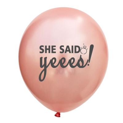 China Modern Bachelor Party Decoration Balloon Rose Gold Printing She Said Yeees Latex Balloon for sale