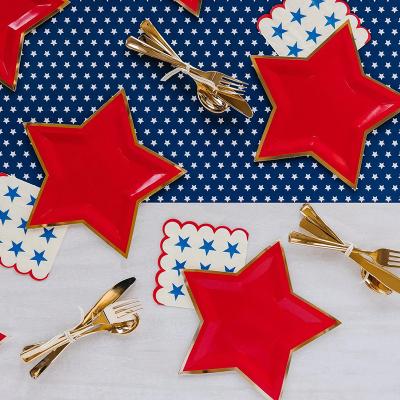 China 100% Eco-friendly Disposable Blue Red American Independence Days 4th of July Party Decoration USA Party Supply Star Paper Plate for sale