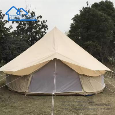 China Outdoor Camping Tent Waterproof Cotton Canvas Tent Glamping Luxury Bell Tent for sale