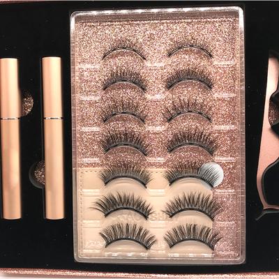 China Long Bottom Price Natural 7 Pairs False Eyelashes Invisible Butterfly Magnet Magnetic Eyelash Boxes N08 for sale