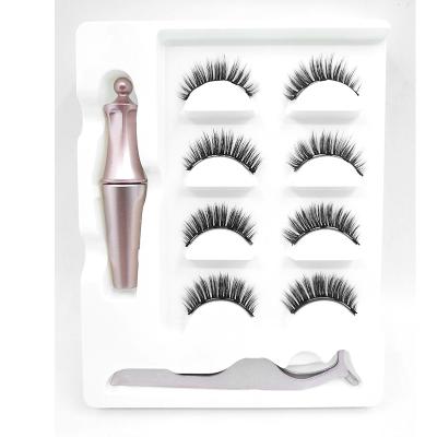 China Natural Ready Long 4 Pairs Magnetic False Eyelashes Magnetic Eyelashes Invisible Magnet Logo N40 for sale