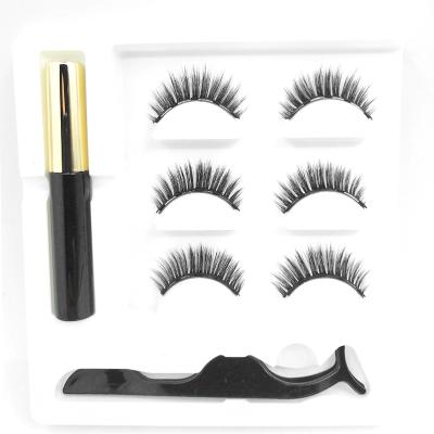 China Natural Long Good Price 3 Pairs Invisible Magnet False Eyelashes Customized Magnetic Eyelashes N40 for sale