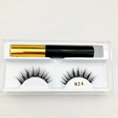 China Wholesale Natural Long Magnetic False Eyelashes With Magnetic Liquid Eyeliner Easy To Wear False Lashes for sale