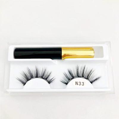 China 1 Pieces Long 100% Natural Handmade Magnets False Eyelashes With Liquid Magnetic Eyeliner for sale