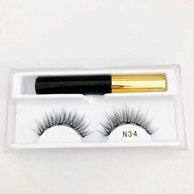 China Long Natural Magnetic Eyelashes 5 Magnets With Eyeliner Supplies Label Packaging for sale