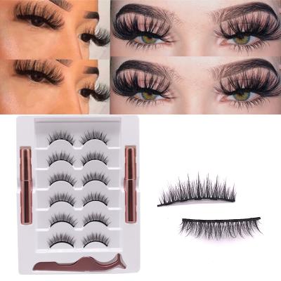 China Long 5 Natural Hot Magnetic False Eyelashes And Magnet Liquid Eyeliner Tweezers Set Waterproof Long Lasting Eyelash Extension for sale