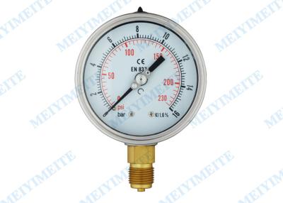 China 100mm Shrink Bayonet Ring Hydraulic Industrial Pressure Gauges With Oil Filled for sale