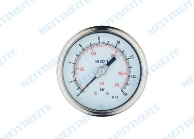 China 4 Inch stainless steel hydraulic press gauge , welding Argon pressure gauge for sale