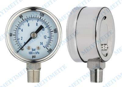 China 2 Inch Stainless steel Pressure Gauge and  brass chrome connector with CE Standard for sale