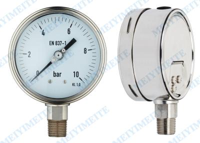 China Oil filled water pressure gauge blowout protection , temperature pressure gauge for sale