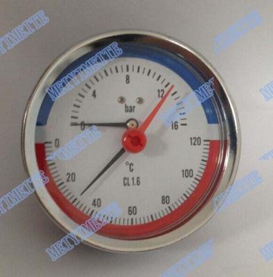 China 80mm Steel case  temperature pressure gauge , brass stem back pressure gauge for sale