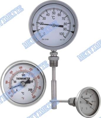 China Stainless steel crimp bezel bimetallic actuated thermometers with fixed connector for sale