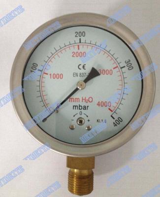 China 100mm Bottom Capsule Pressure Gauge With Brass Diaphragm Sealing - 16mpa - 0 - 600mpa for sale