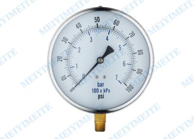 China Steel Chrome Ring General Pressure Gauge With Black Steel Case , Brass Connector for sale