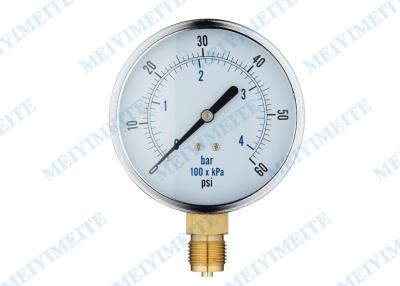 China Accurate 100mm Air reliable pressure gauge , bottom with brass connectors for sale