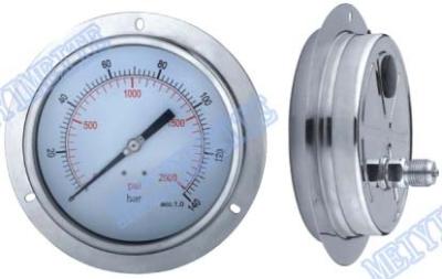 China Oil filled  water pressure gauge with stainless steel front flange for sale