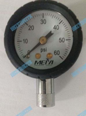 China 1.5 Inch Bottom tyre pressure gauge with chrome stem and black protector rubber for sale