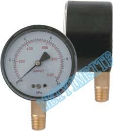 China Black Steel Case / Snap On Lens Low Pressure Gauge Capsule Type Brass Internals for sale