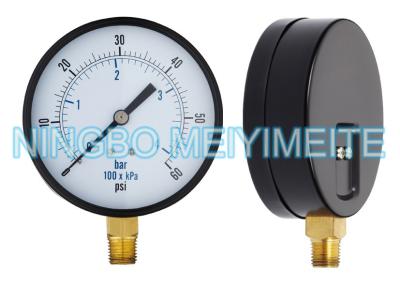 China Steel / Brass Pressure Gauge With Screws In The Bezel 100mm 1/4 Inch Connector for sale