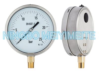 China Shrink Stainless Steel Ring Pressure Gauge Hydraulic With Blow Out Disc Sealing Type for sale