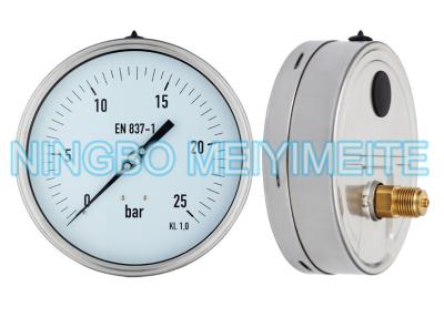 China Shockproof Hydraulic Pressure Gauge Back Lower Connector With Fillable Glycerin for sale