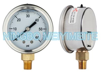 China 50mm Lower Movement Liquid Filled Stainless Steel Pressure Gauge For Machine for sale